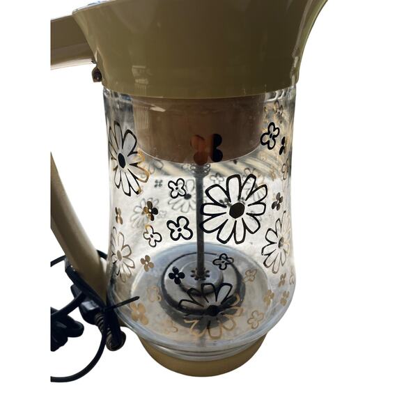 Vtg Sunbeam Vista MCM Glass Percolator 12 Cup Coffee Pot Gold Daisies - Picture 2 of 7